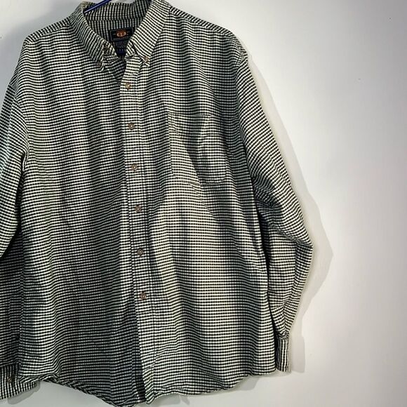 Route 66 Button Up Shirt Men's Size XL Long Sleeve Green Cream Check Cott… - Picture 2 of 10